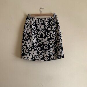 VINTAGE 90s Floral Faux Wrap Skirt by Ann Taylor Size 4P 100% Silk